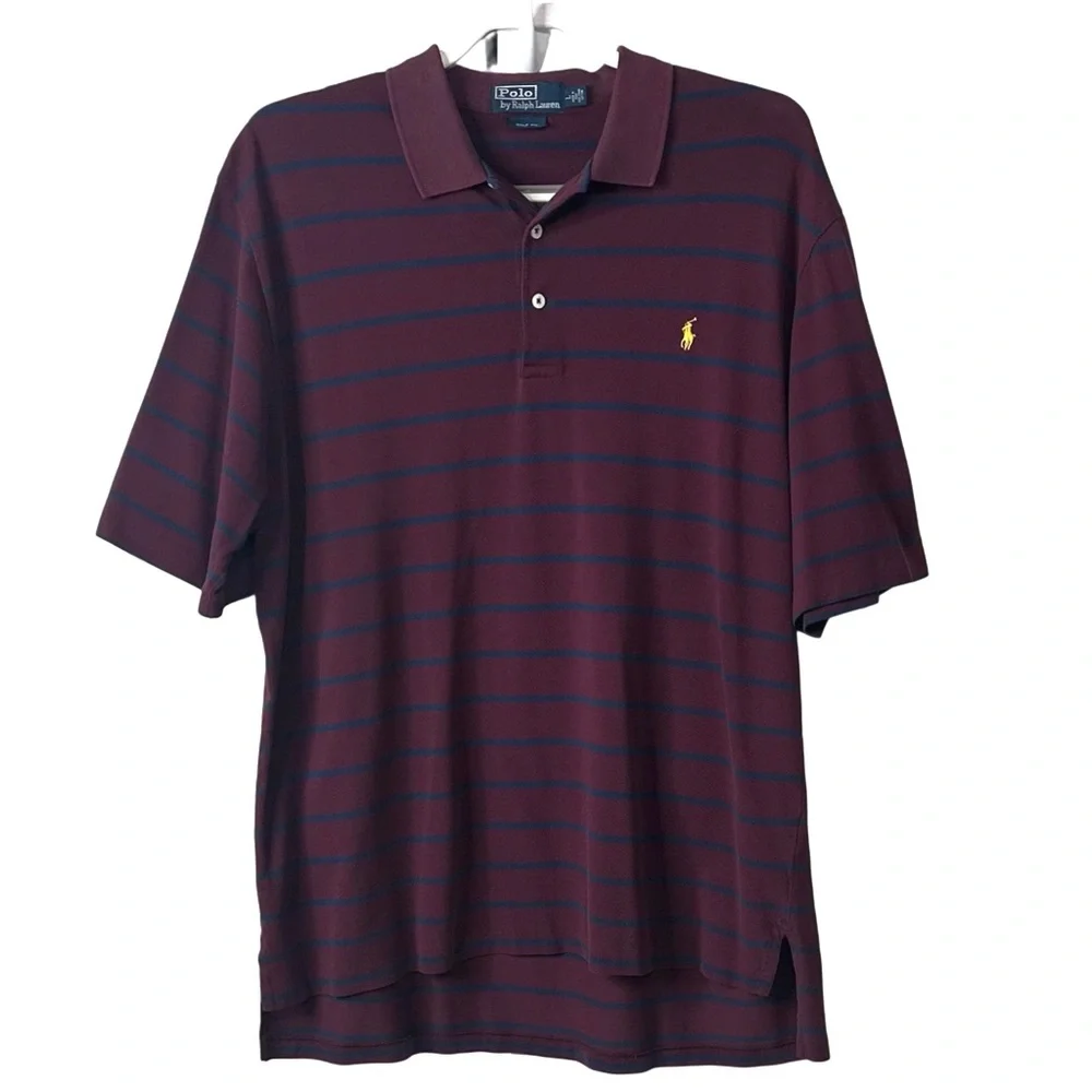 Polo Ralph Lauren Golf Fit Striped Pima Cotton Burgundy Mens‎ Large